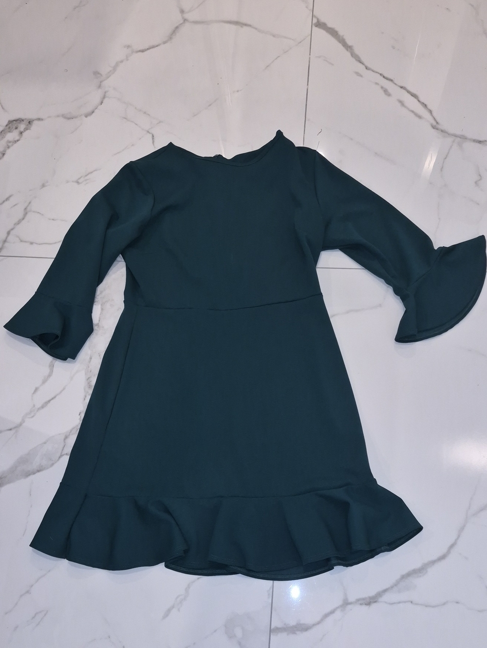 Green Ruffle Sleeves Cocktail Dress